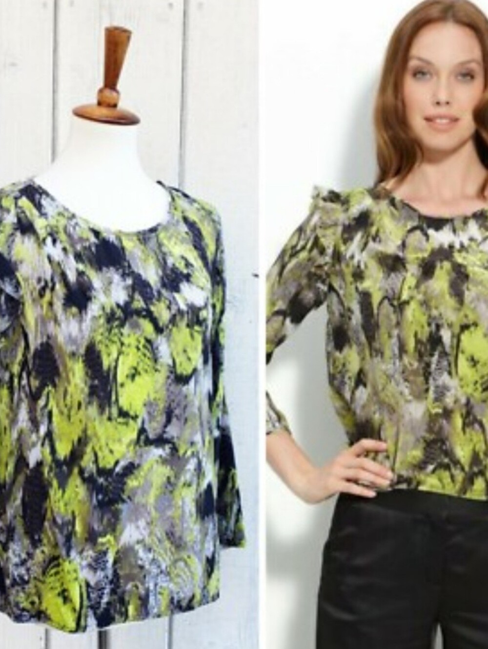 BCBGMAXAZRIA Elma Multicolor Avant-Garde Silk Blouse Size S